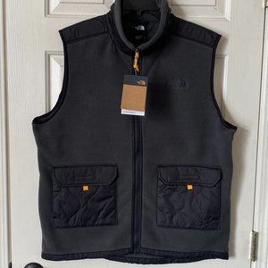 The North Face Royal Arch Fleece Full Zip Vest Jacket Asphalt Gray TNF Black